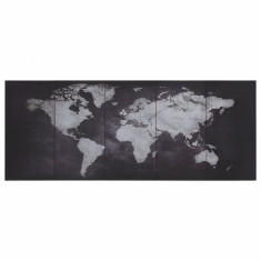 Set Tablouri Din P&acirc;nză Harta Lumii Negru 150 x 60 cm 289243
