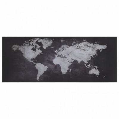 Set Tablouri Din P&amp;acirc;nză Harta Lumii Negru 150 x 60 cm 289243 foto
