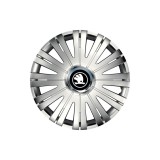 Set 4 Capace Roti potrivite jantelor de 16 inch, pentru Skoda Nou Alb-Negru, model Active Crom