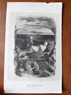 Gravura alb negru, Les Martyrs, Mort de St. Paul, 1850 foto