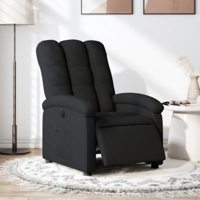 vidaXL Fotoliu rabatabil electric, negru, material textil foto