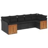 Cumpara ieftin Set canapele de gradina cu perne, 7 piese, negru, poliratan