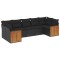 Set canapele de gradina cu perne, 7 piese, negru, poliratan