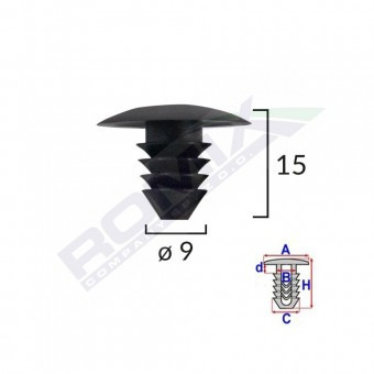 CLIPS TAPITERIE PENTRU GRUP VAG 9X15MM - NEGRU SET 10 BUC