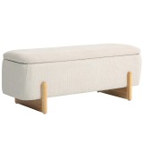 HOMCOM Banchetă cu Depozitare Crem, 111x44x44.5 cm, Șezut Tapițat, Picioare Lemn, Capacitate 150 kg