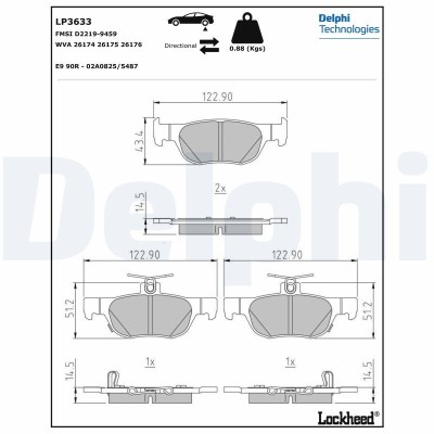 DELPHI LP3633 set placute frana,frana disc foto