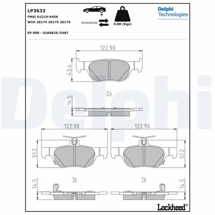 DELPHI LP3633 set placute frana,frana disc