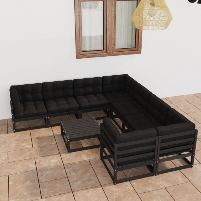 vidaXL Set mobilier grădină cu perne, 9 piese, lemn masiv de pin 3077033