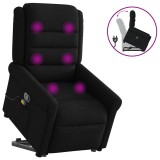 VidaXL Fotoliu rabatabil de masaj, cu ridicare, negru, material textil