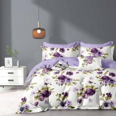 Lenjerie pat dublu,bumbac finet,6 piese,cearceaf normal 220x240cm, cearceaf pilota 200x220cm, 2 fete de perna 50x70, 2 fete de perna 70x70-M353