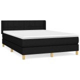 Cumpara ieftin Pat box spring cu saltea, negru, 140x190 cm, textil