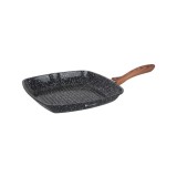 Tigaie grill Goldmann, aluminiu turnat, 28x4.5 cm, acoperire ceramica, maner soft touch, inductie