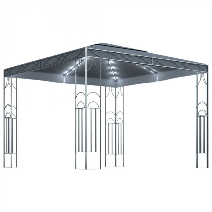 Pavilion cu sir de lumini LED, antracit, 300x300cm GartenMobel Dekor