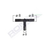 Conector Teu Furtun Conducte Universal 8Mm - Negru Set 5 Buc 135313 C70109-RMX