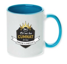 Cana maner albastru personalizata &quot;Cel mai bun Cumnat&quot;, INOVATIX&reg;. 330ml