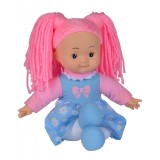 Papusa Flower Dolly din material textil, 39 cm, par roz