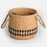 Mască ghiveci ceramică, bej cu m&acirc;nere din fr&acirc;nghie, &Oslash;13,5x12,3 cm, 0,9 L, CMCLASS
