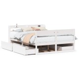 Cumpara ieftin Cadru de pat fara saltea, alb, 135x190 cm, lemn masiv de pin