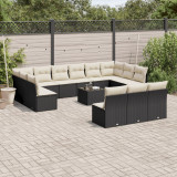 Cumpara ieftin Gossi set mobilier de gradina cu perne, 14 piese, negru, poliratan