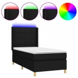 Cumpara ieftin Pat cu arcuri, saltea si LED, negru, 90x200 cm, textil