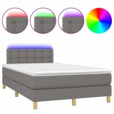 Cumpara ieftin Pat cu arcuri, saltea si LED, gri inchis, 120x200 cm, textil
