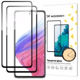 Folie de protectie Ecran WZK pentru Samsung Galaxy A54 A546, Sticla Securizata, Full Glue, Set 2 bucati, Neagra