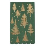 Servetele de masă verzi cu folie aurie, model brazi, 3 straturi, CMCLASS, set 16 buc, 33x40cm