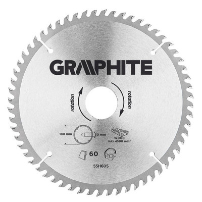 Panza ferastrau circular WIDIA 60 dinti varfuri 180x30mm GRAPHITE 55H605 HardWork ToolsRange foto