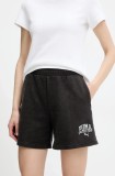 Puma pantaloni scurți culoarea negru, cu imprimeu, high waist, 685035