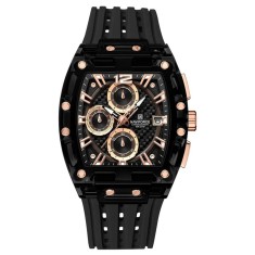 Ceas Barbati Naviforce 7105 Negru-Rose , Design Military, Functii Multiple, Rezistent la socuri, Rezistent la Apa 3ATM