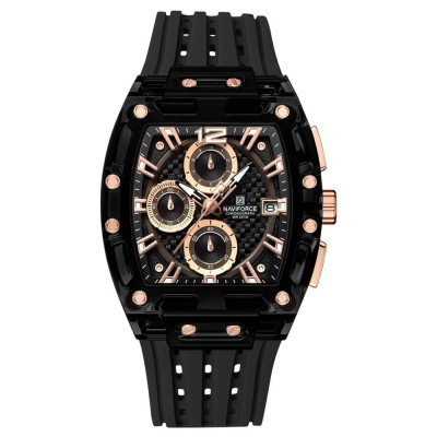 Ceas Barbati Naviforce 7105 Negru-Rose , Design Military, Functii Multiple, Rezistent la socuri, Rezistent la Apa 3ATM foto