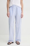 MUNTHE pantaloni de bumbac FIDDA femei, lat, high waist, 251142725126