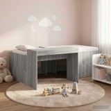 Cumpara ieftin Cadru de Pat Inalt pentru Copii cu Birou Sonoma gri 75 x 190 cm