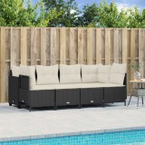 Cumpara ieftin Set mobilier de grădină cu perne, 5 piese, negru, poliratan
