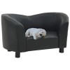 Canapea caine Gossi, 67x41x39 cm, piele ecologica, neagra, pentru caini mici/pisici