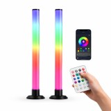 Lampă RGB de Podea Tip Colț, cu Telecomandă și Control din Aplicație