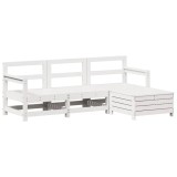 Cumpara ieftin Set canapea de gradina, 4 piese, alb, lemn masiv de pin