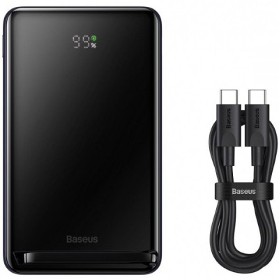 Baterie Externa Wireless Baseus Magnetic Bracket, 10000mAh, 20W, PD + FQI, 1 x QI - 1 x USB-C, Albastra PPCX000203 foto