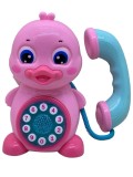 Telefon Jucarie Ratusca Interactiva cu Sunete si Lumini, Cadran Rotativ, Receptor, 2 Culori, Baterii Necesare, 3+ Ani
