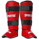 Cumpara ieftin Protectii Tibie Picioare SportKo 331 Rosii, L, MMA Kickboxing Arte Martiale, Piele Sintetica Latex, Curele Velcro