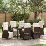 vidaXL Set de masă pentru grădină 7 pcs Maro Rattan poli