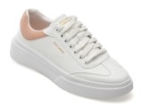 Pantofi sport SKECHERS albi, 185060, din piele ecologica