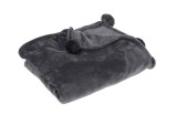 Cumpara ieftin Patura flanel gri cu 8 ciucuri negri 130 x 160 cm