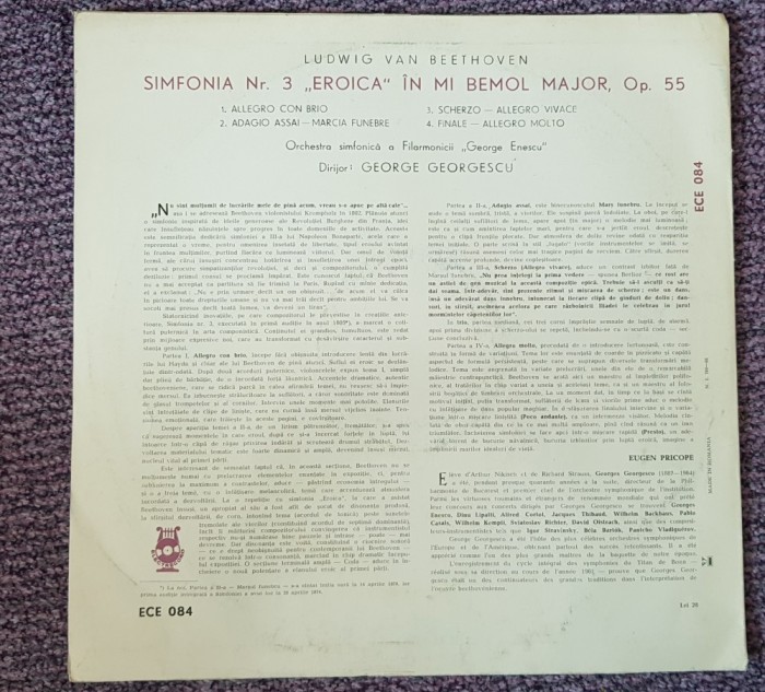 Beethoven, Simfonia nr 3 Eroica in Mi Bemol Major, disc vinil