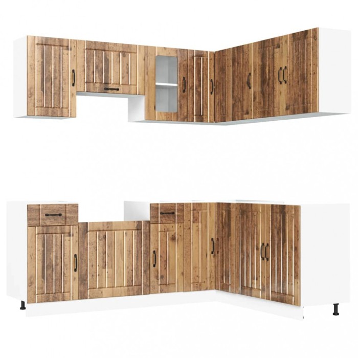 Set de dulapuri de bucatarie 11 piese &bdquo;Kalmar&rdquo; Lemn vechi lemn