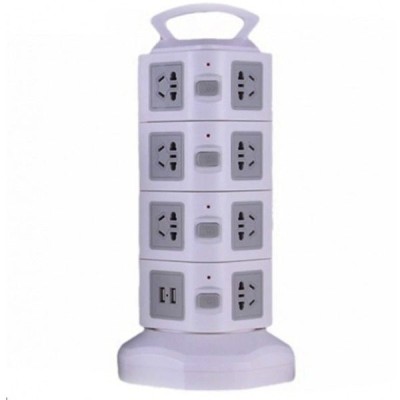 Prelungitor vertical universal cu 4 nivele, 16 prize si 2 porturi USB foto