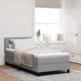 vidaXL Pat cu arcuri cu saltea gri deschis 100x200 cm țesătură
