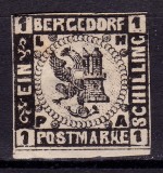 Cumpara ieftin ✅ (S45) Germania veche - Bergedorf 1861 &quot; Stema &quot; 1S , Michel nr.2 , neautentificat, pare a fi reimpresiune Moens 1888 , mint negumat
