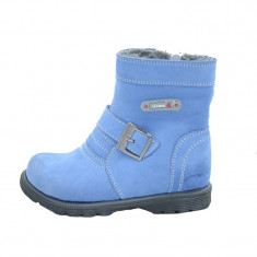 Cizme din piele imblanite pentru baietei Small Foot SF22, Albastru foto