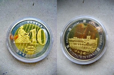 A193-UNC-Medalia 10 eurocent 2007 Monaco Principat specimen proba. foto